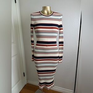 Madewell Ribbed Long Sleeve Midi Dress S